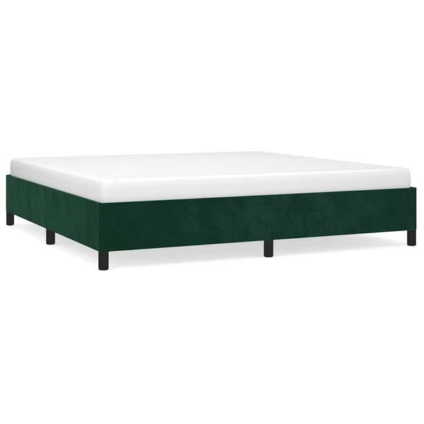 vidaXL Estrutura de cama sem colch&atilde;o 200x200 cm veludo verde-escuro