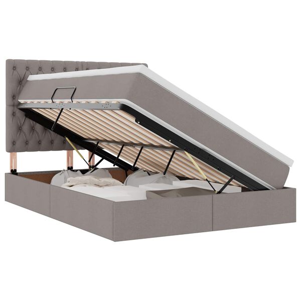 vidaXL Cama com arruma&ccedil;&atilde;o e colch&atilde;o Cinzento-acastanhado 140 x 190 cm