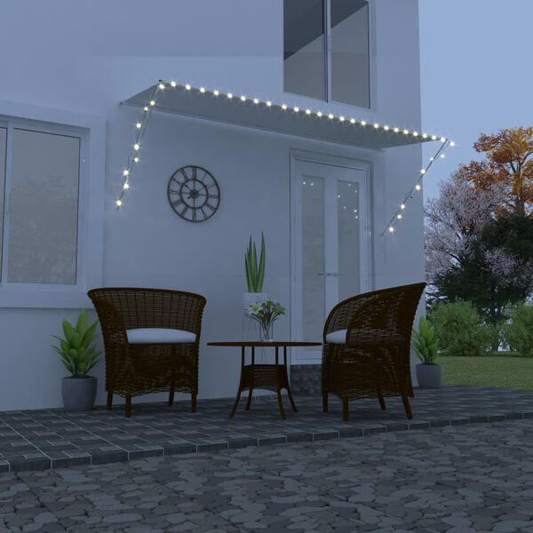 vidaXL Toldo retr&aacute;til com LED 350x150 cm creme