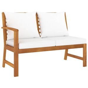 vidaXL Banco de jardim 114,5 cm com almofad&atilde;o cor creme ac&aacute;cia maci&ccedil;a