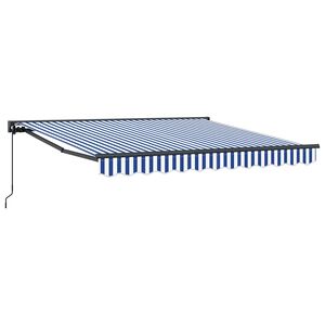 vidaXL Toldo Retr&aacute;til Azul e Branco 300 x 250 cm Poli&eacute;ster e Metal