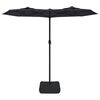 vidaXL Guarda-sol de jardim c/ cabeça dupla/luzes LED 316x145 cm preto