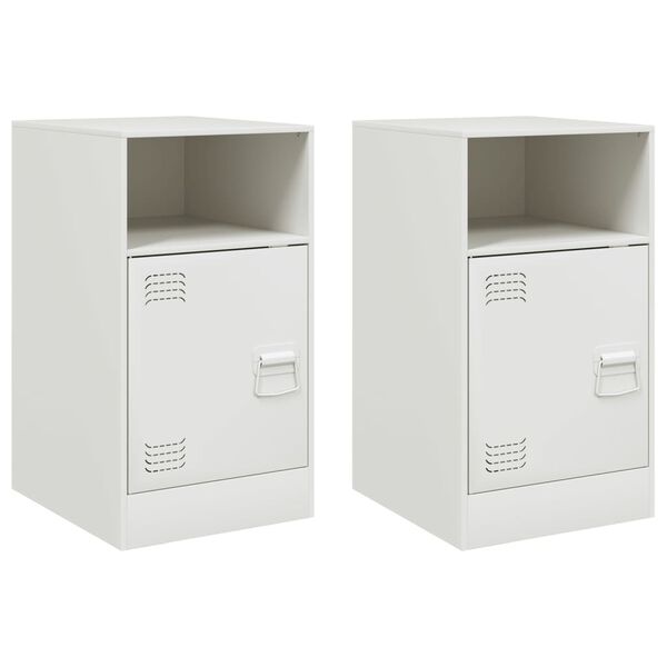 vidaXL Mesas de cabeceira 2 pcs 34,5x39x62 cm a&ccedil;o branco