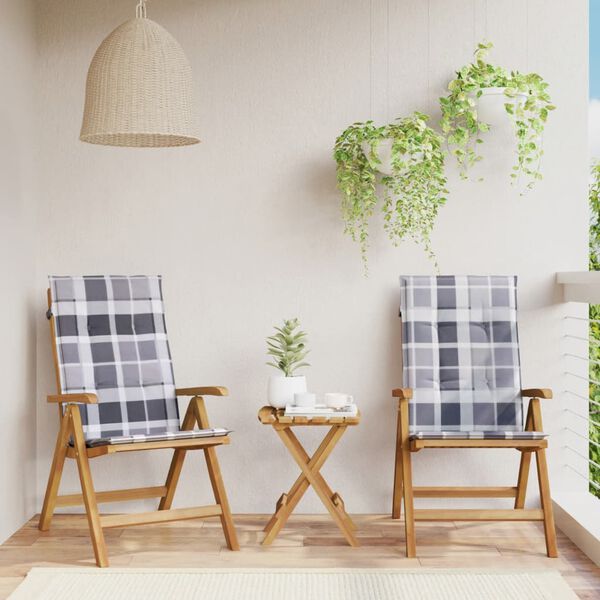 vidaXL Cadeiras de jardim reclin&aacute;veis c/ almofad&otilde;es 2 pcs teca maci&ccedil;a