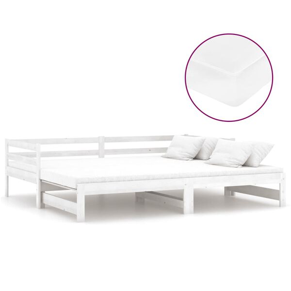 vidaXL Estrutura sofá-cama de puxar 2x(90x200) cm pinho maciço branco