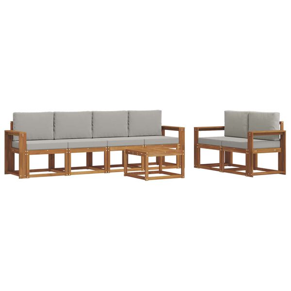 vidaXL Conjunto de Sof&aacute;s para Exterior 7 pcs Cinza Natural e Claro