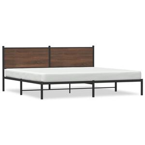 vidaXL Estrutura cama sem colch&atilde;o 200x200cm metal carvalho castanho