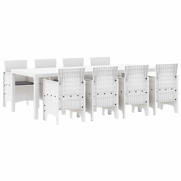 vidaXL Conjunto de Jantar para Jardim 9 pcs Cinzento-claro Rattan Polt