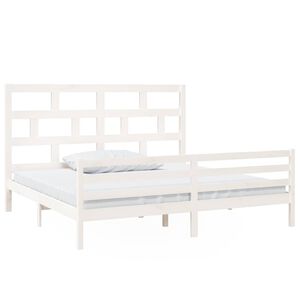 vidaXL Estrutura de cama 200x200 cm madeira de pinho maci&ccedil;a branco