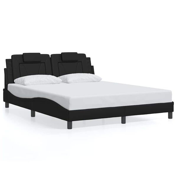 vidaXL Estrutura de cama Viana sem colch&atilde;o 160x200 cm couro artificial preto