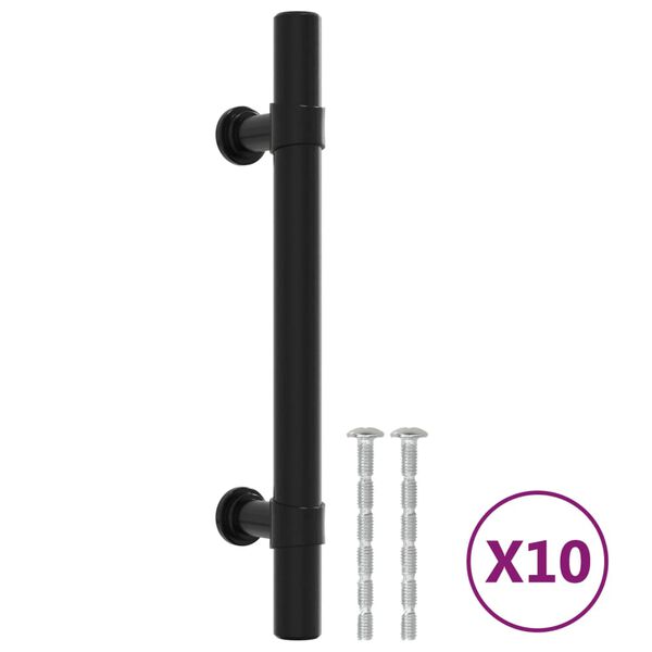 vidaXL Puxadores para móveis 10 pcs 96 mm aço inoxidável preto