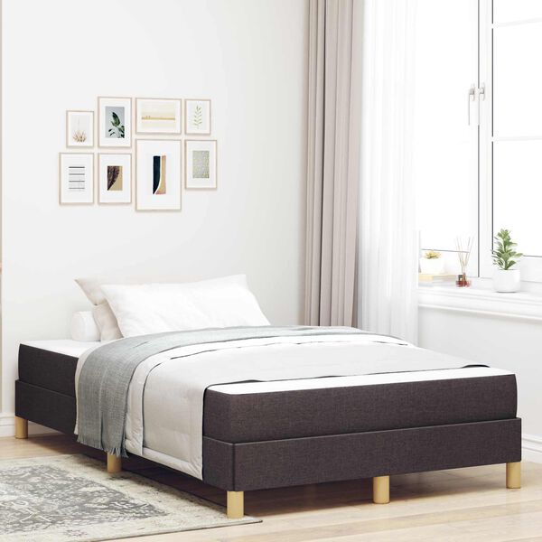 vidaXL Cama Box com colch&atilde;o Marrom Escuro 120 x 200 cm tecido