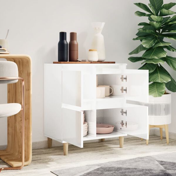 vidaXL Aparador 60x35x70 cm derivados de madeira branco brilhante