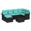 vidaXL Conjunto de Sof&aacute; de Jardim 7 unid. Preto vime PE