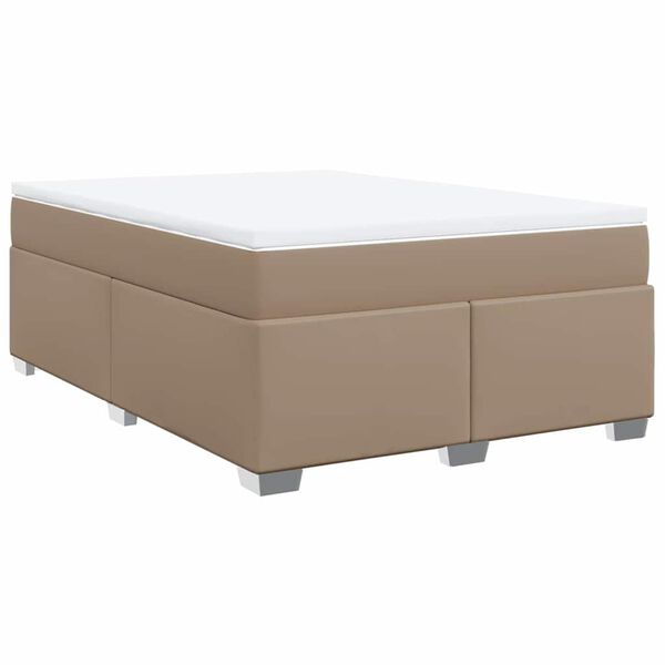 vidaXL Cama com molas/colch&atilde;o 140x190 cm couro artificial cappuccino