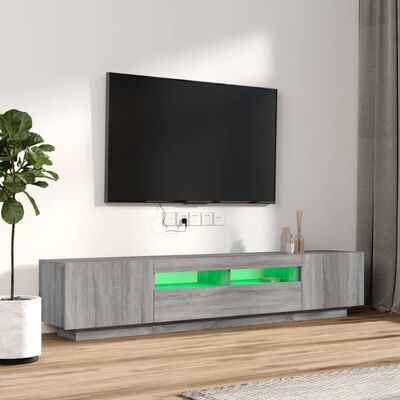 vidaXL Conjunto móveis de TV 2 pcs c/ LEDs madeira cinzento-claro