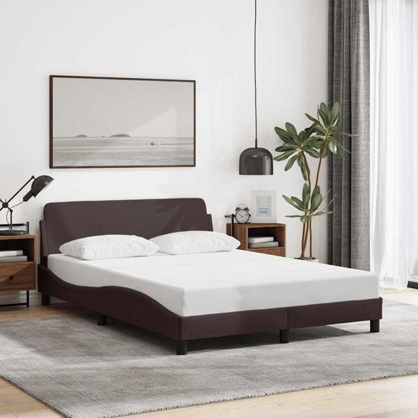 vidaXL Estrutura de cama Dover 140x200 cm tecido castanho-escuro