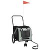 vidaXL Reboque de bicicleta p/ animais tecido oxford/ferro cinza/preto