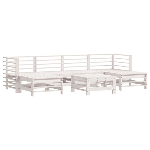 vidaXL 7 pcs conjunto lounge de jardim pinho maciço branco