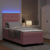vidaXL Cama Box Spring LED com colch&atilde;o Rosa 90 x 190 cm Veludo
