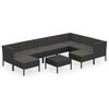 vidaXL 10 pcs conjunto lounge de jardim c/ almofad&otilde;es vime PE preto