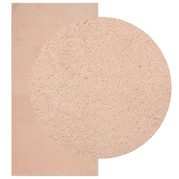 vidaXL Tapete pelo curto macio e lav&aacute;vel HUARTE 100x200 cm rosa-p&aacute;lido