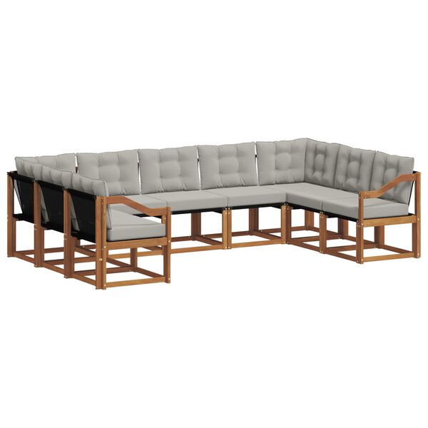 vidaXL Conjunto de Sof&aacute;s para Exterior 9 pcs Cinza Natural e Claro