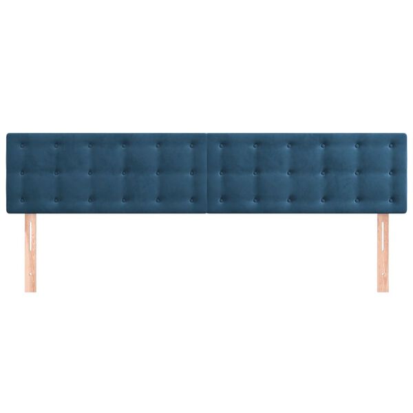 vidaXL Cabeceira de cama 2 pcs veludo 90x5x78/88 cm azul-escuro