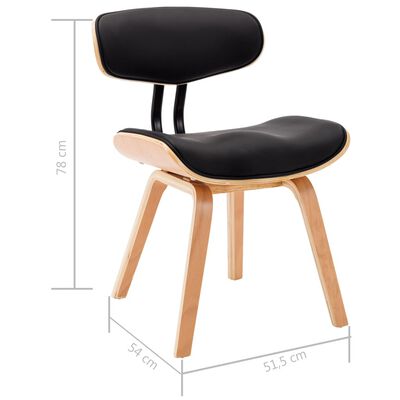 vidaXL Cadeiras jantar 6 pcs madeira curvada e couro artificial preto