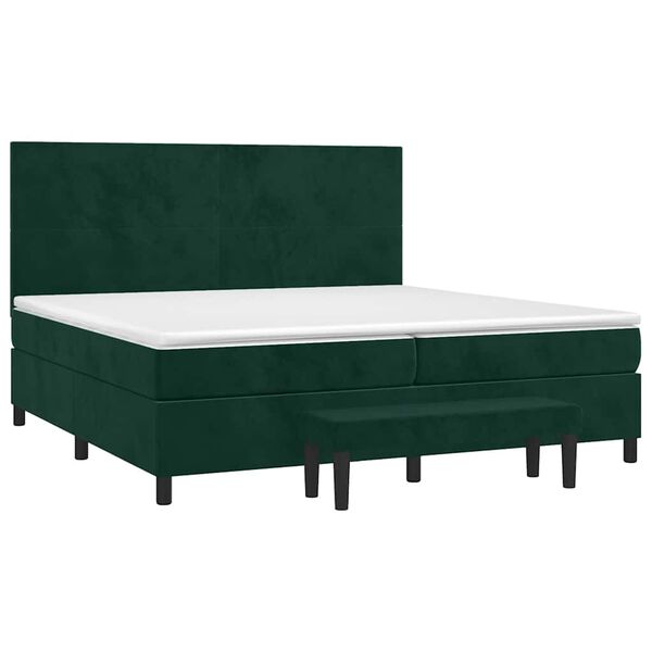 vidaXL Cama com molas/colch&atilde;o 200x200 cm veludo verde-escuro