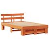 vidaXL Estrutura da Cama com cabeceira Marrom Cera 135 x 190 cm