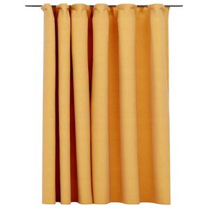 vidaXL Cortinas opacas aspeto linho com ganchos 290x245 cm amarelo