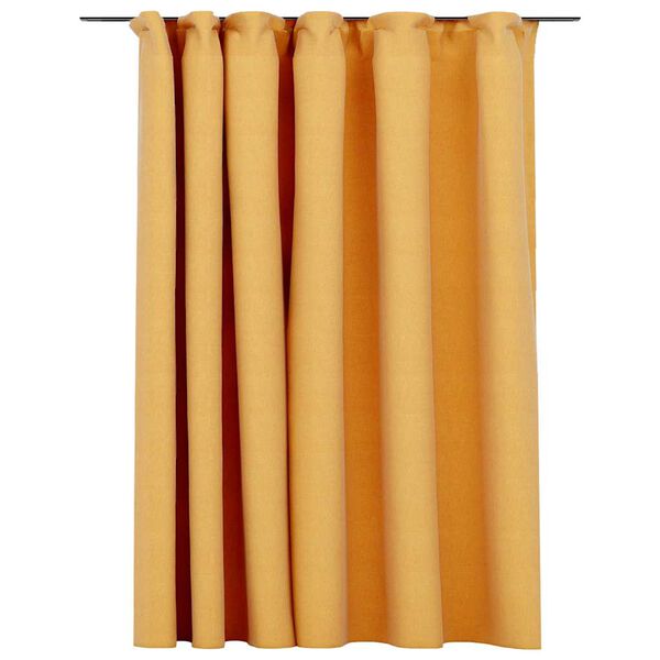 vidaXL Cortinas opacas aspeto linho com ganchos 290x245 cm amarelo