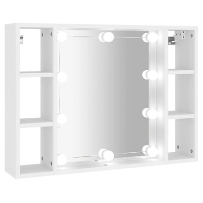 vidaXL Armário espelhado com luzes LED 76x15x55 cm branco