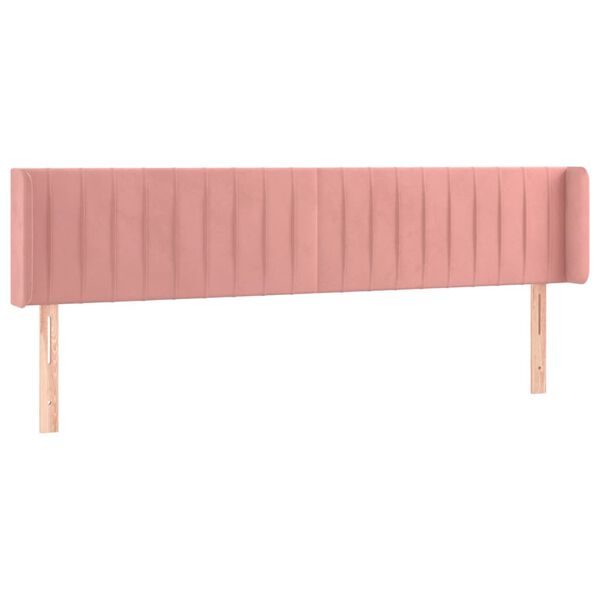 vidaXL Cabeceira de cama c/ luzes LED veludo 163x16x78/88 cm rosa
