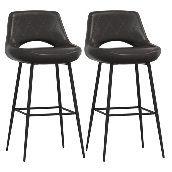 vidaXL Bancos de bar 2 pcs couro artificial cinzento