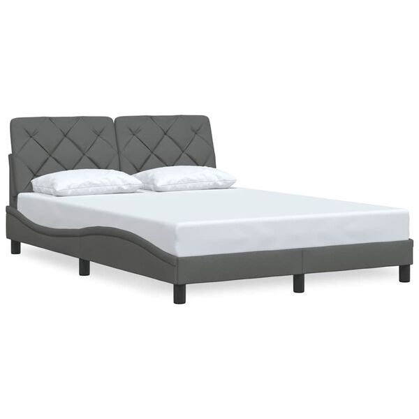vidaXL Estrutura de cama sem colch&atilde;o 120x200 cm tecido cinzento-escuro
