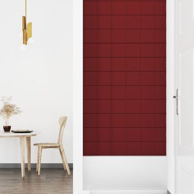 vidaXL Painel de parede 12 pcs 90x15 cm tecido 1,62 m² vermelho tinto