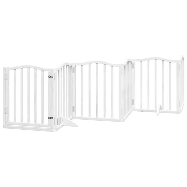 vidaXL Port&atilde;o p/ c&atilde;es com porta dobr&aacute;vel 15 pain&eacute;is 750cm &aacute;lamo branco