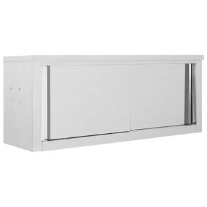 vidaXL M&oacute;vel parede cozinha portas correr 120x40x50 cm a&ccedil;o inoxid&aacute;vel