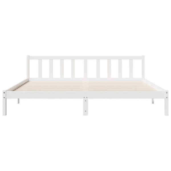 vidaXL Cama extra longa sem colch&atilde;o 180x210 cm pinho maci&ccedil;o branco