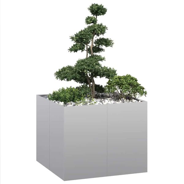 vidaXL Planter 100x100x80 cm a&ccedil;o galvanizado