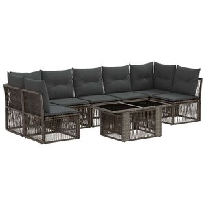 vidaXL Conjunto de Sof&aacute; de Jardim 7 unid. Cinzento vime PE