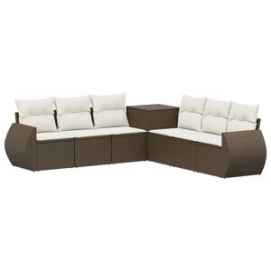 vidaXL Conjunto de Sof&aacute;s 7 unid. Marrom e Branco Creme