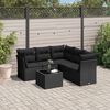 vidaXL 6 pcs conjunto sof&aacute;s de jardim c/ almofad&otilde;es vime PE preto