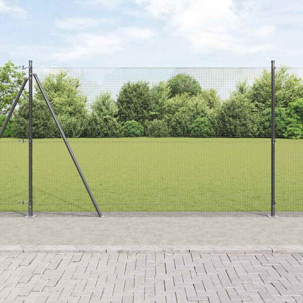 vidaXL Poste de Cerca Cinzeto 50 x 1,4 m (rede 16 x 16 mm) A&ccedil;o e PVC
