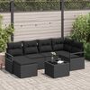 vidaXL Conjunto de Sof&aacute;s com almofada 7 pcs Preto vime PE