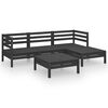 vidaXL 5 pcs conjunto lounge de jardim pinho maci&ccedil;o preto