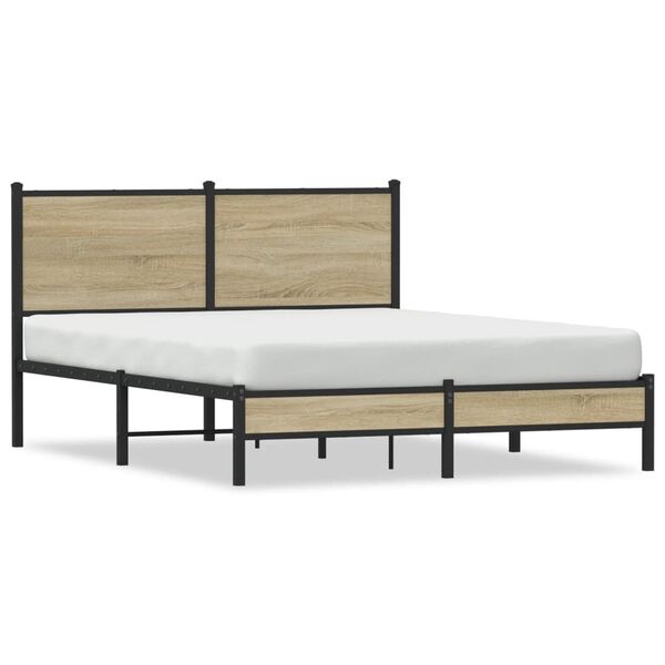 vidaXL Estrutura de cama sem colch&atilde;o 140x200 cm metal carvalho sonoma