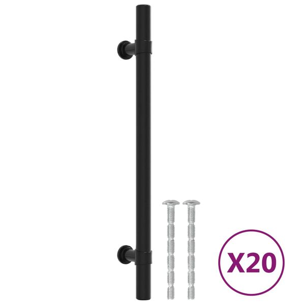 vidaXL Puxadores para m&oacute;veis 20 pcs 160 mm a&ccedil;o inoxid&aacute;vel preto